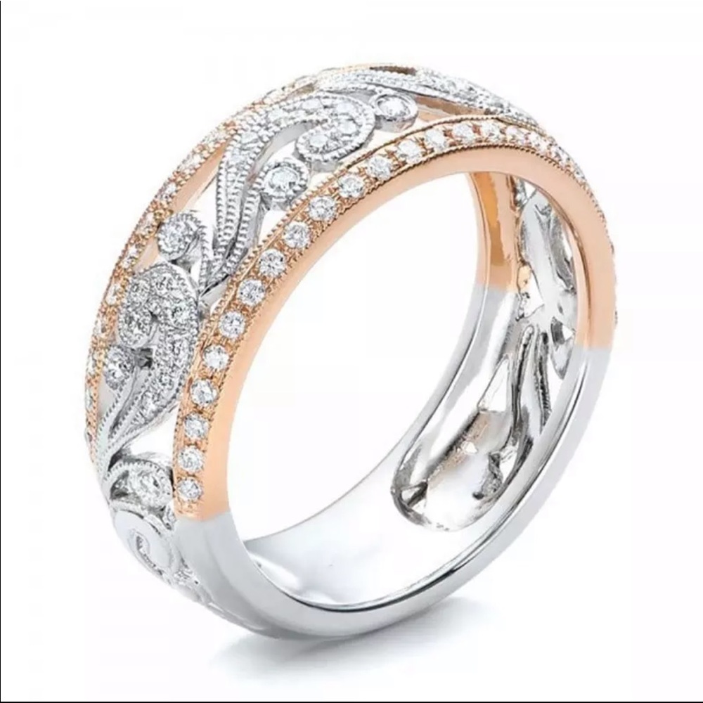 New Two Tone 925 Silver Sapphire Ring - Picture 5 of 7